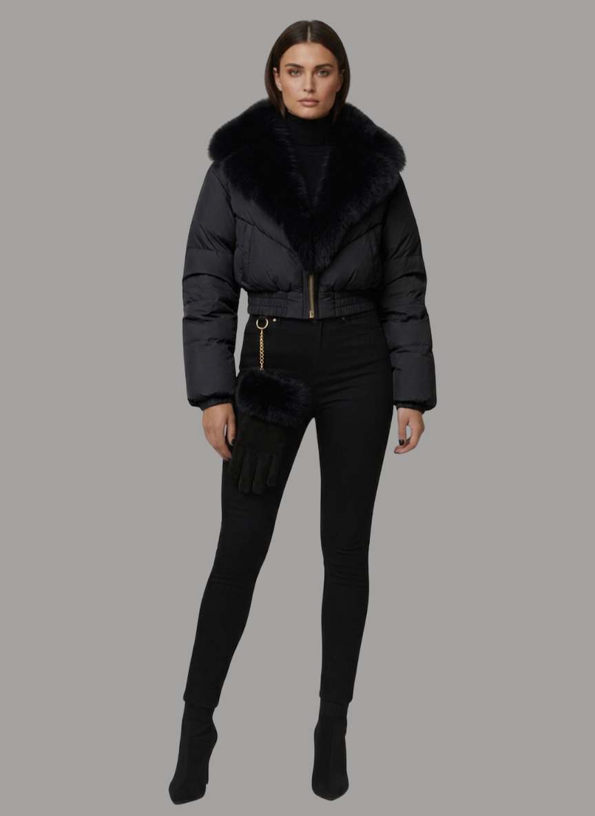 Arezzo Cropped Puffer Jacket and Glove Set