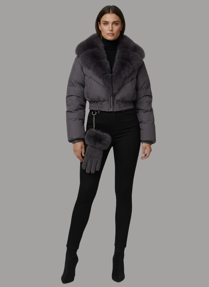Arezzo Cropped Puffer Jacket and Glove Set