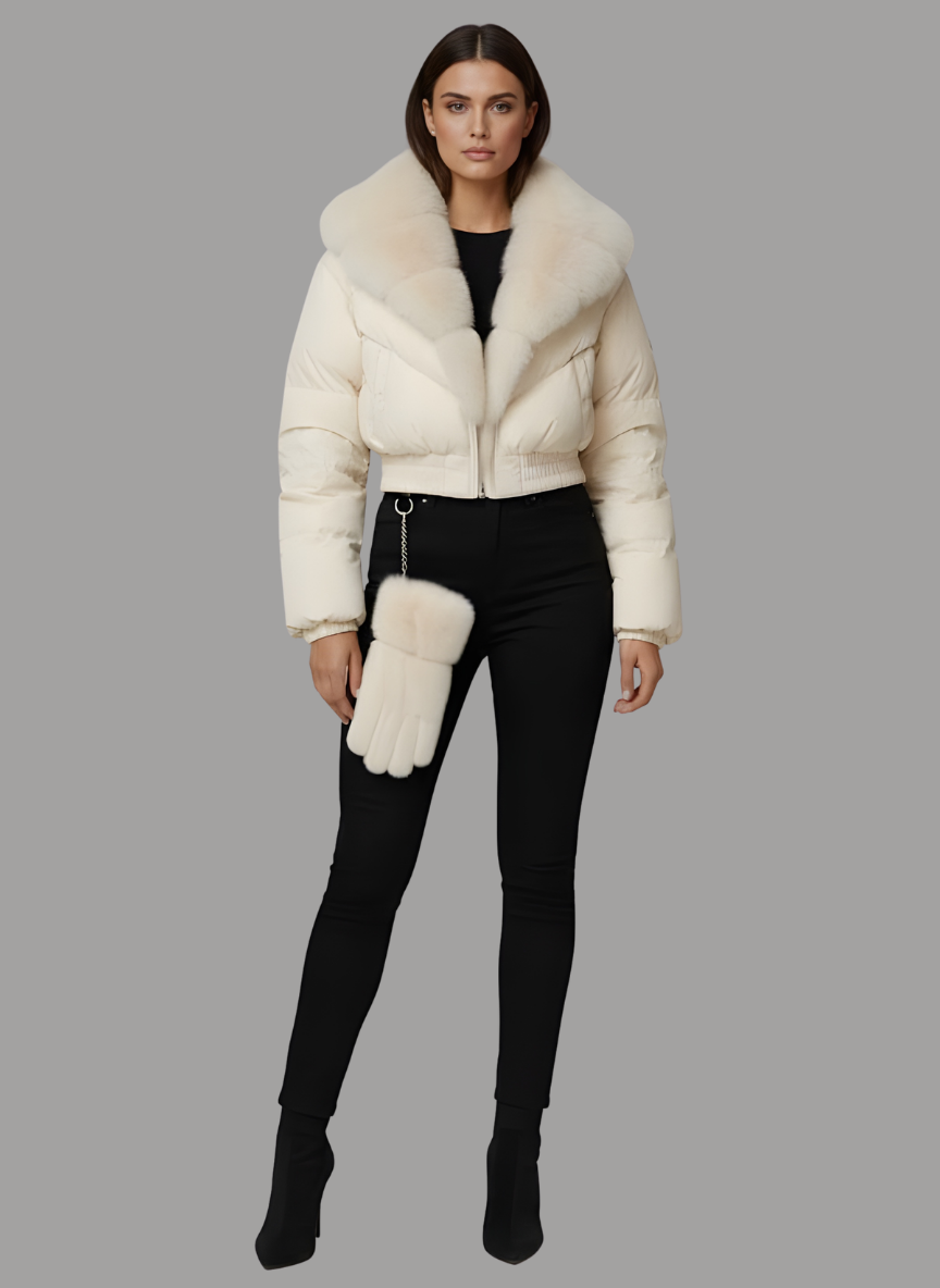 Arezzo Cropped Puffer Jacket and Glove Set