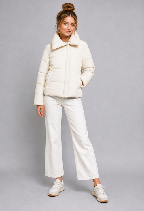 Alexandria Asymmetric Short Puffer Coat