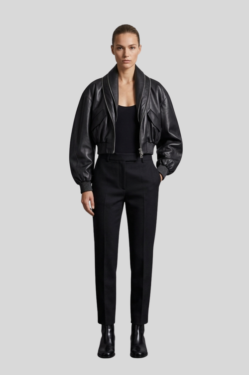Allandia Zipped Shawl Collar Bomber Jacket