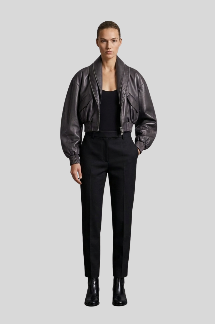 Allandia Zipped Shawl Collar Bomber Jacket