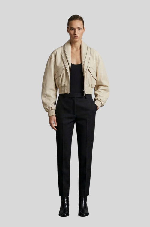 Allandia Zipped Shawl Collar Bomber Jacket