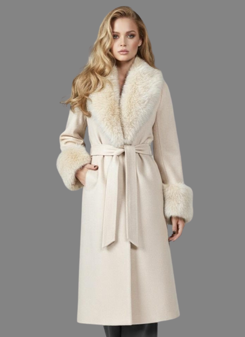 Amora Overcoat Fur Belted