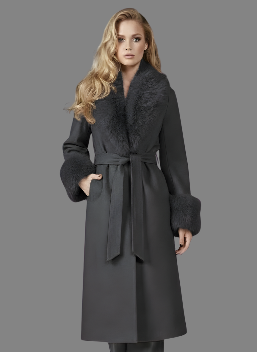 Amora Overcoat Fur Belted