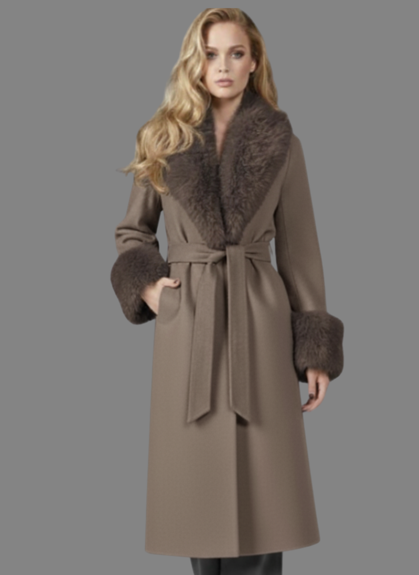 Amora Overcoat Fur Belted