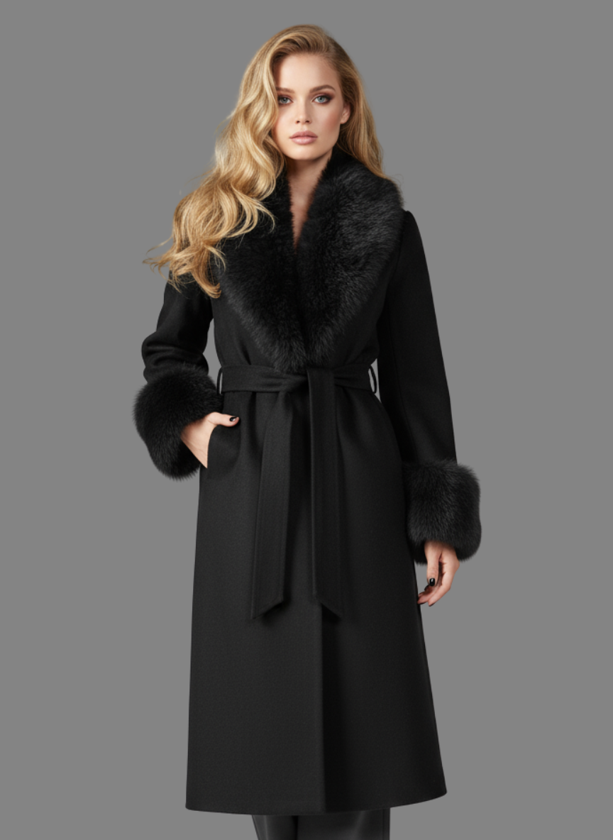 Amora Overcoat Fur Belted
