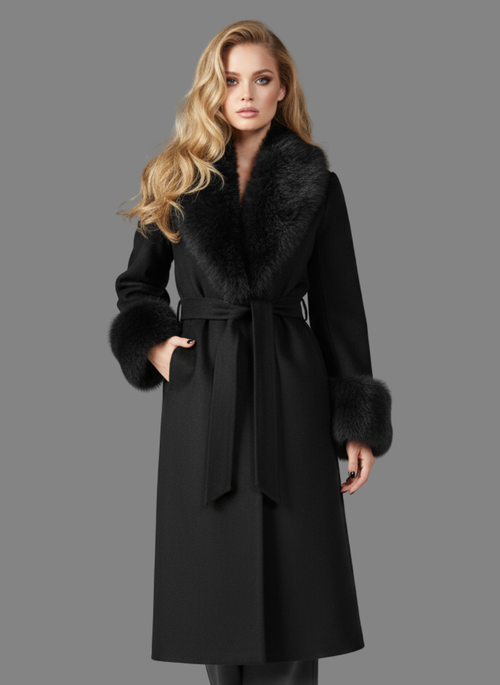 Amora Overcoat Fur Belted