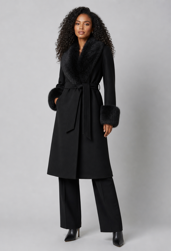 Amora Overcoat Fur Belted