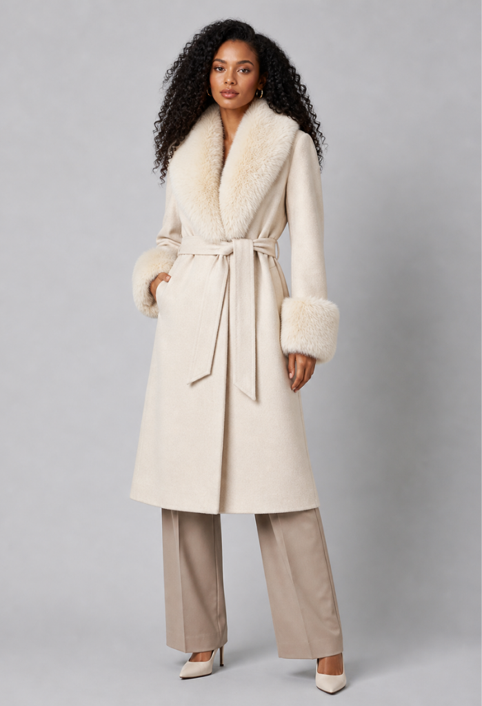 Amora Overcoat Fur Belted
