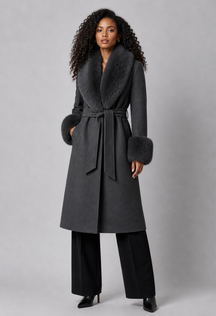 Amora Overcoat Fur Belted