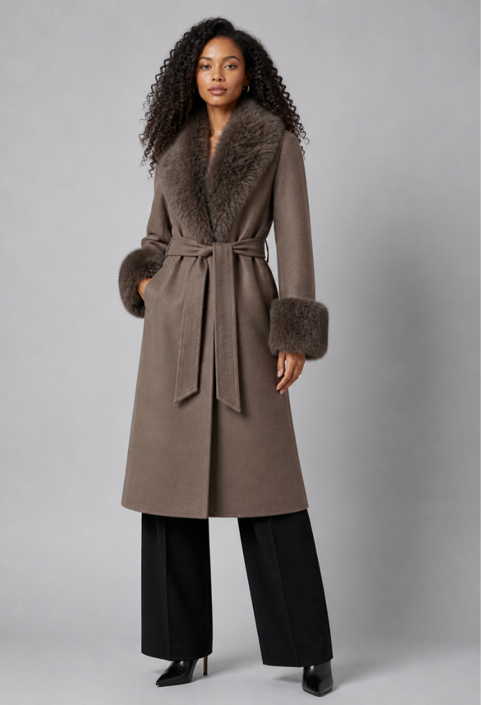 Amora Overcoat Fur Belted