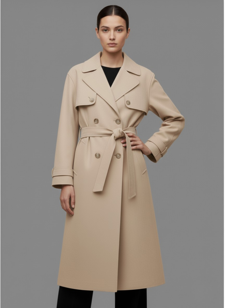 Anne Long Trench Coat with Belt