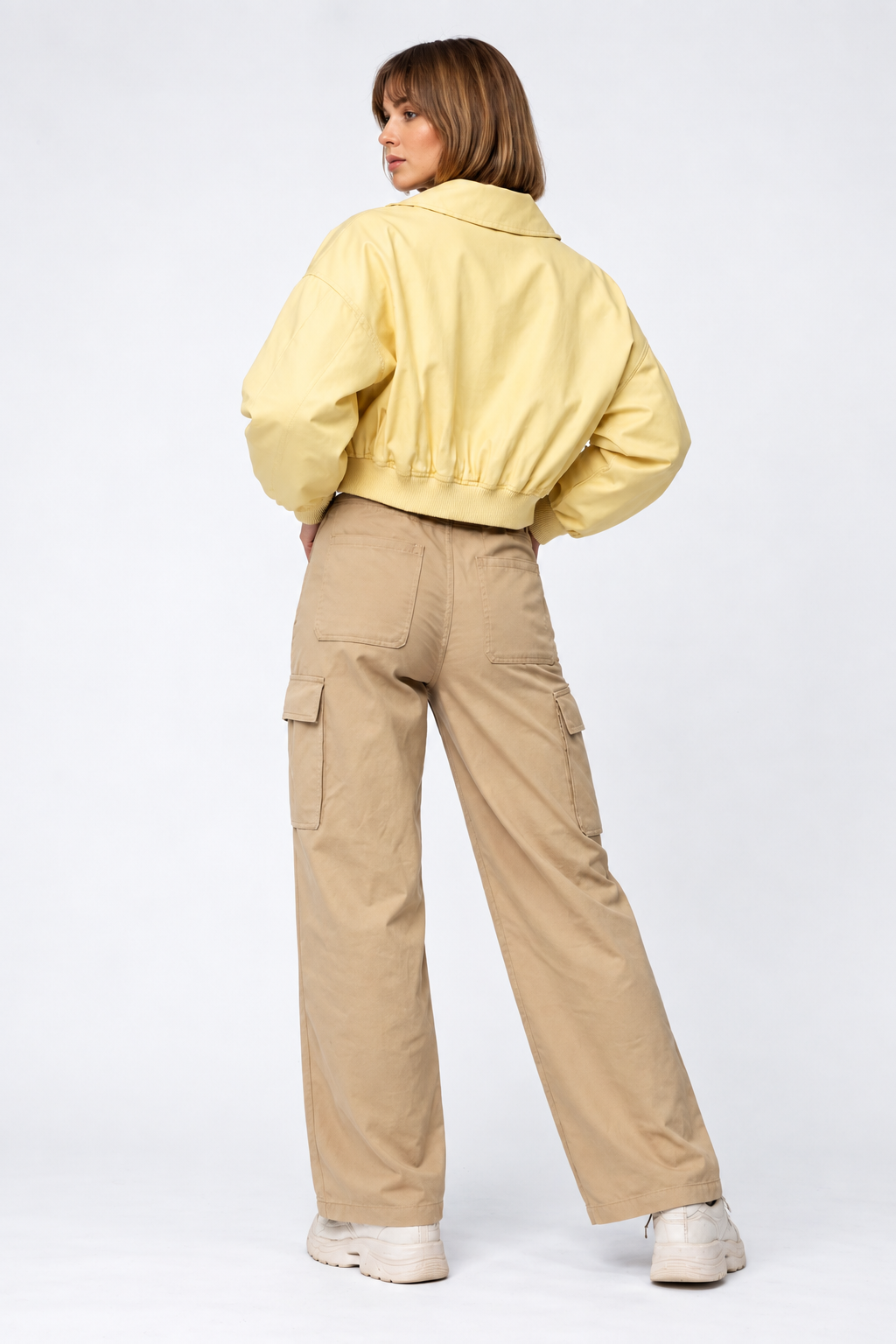 Carmenita Cropped Faux Leather Bomber Jacket
