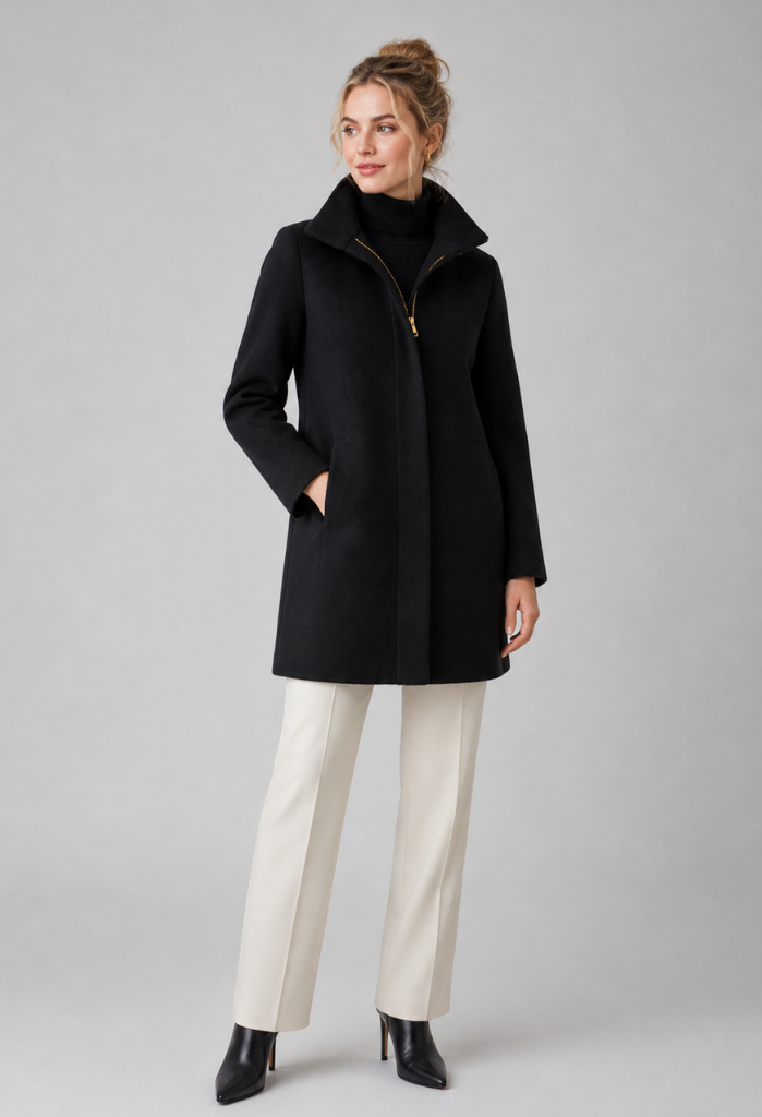 Claire Zip Up Funnel Neck Coat