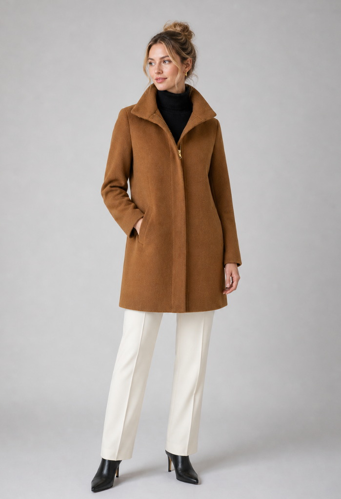 Claire Zip Up Funnel Neck Coat
