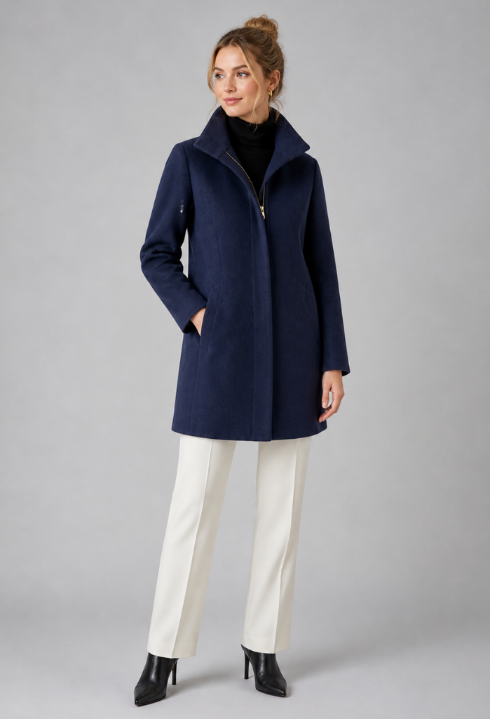 Claire Zip Up Funnel Neck Coat