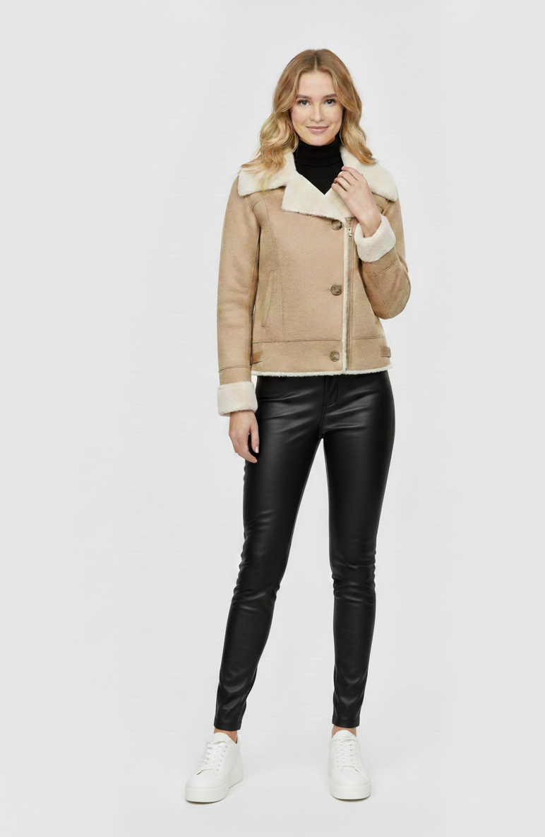 Greta Notched Collar Shearling-Lined Jacket