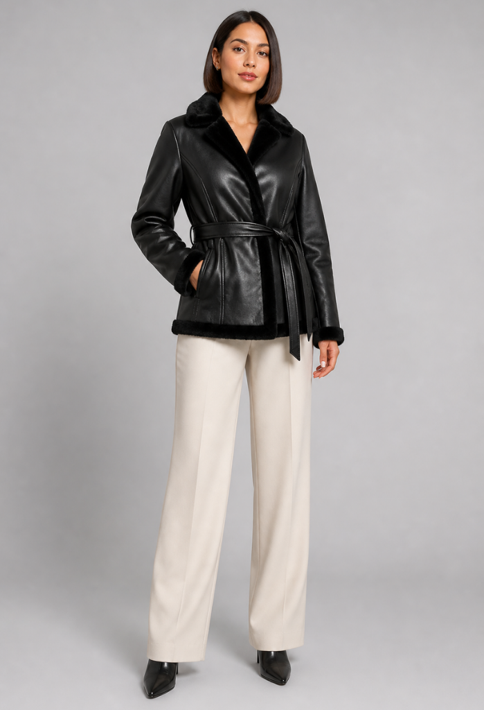 Lagenthal Genuine Shearling Jacket with Whipstitch Trim