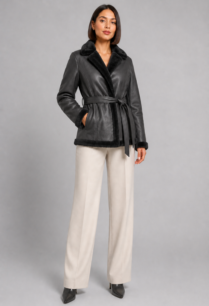 Lagenthal Genuine Shearling Jacket with Whipstitch Trim