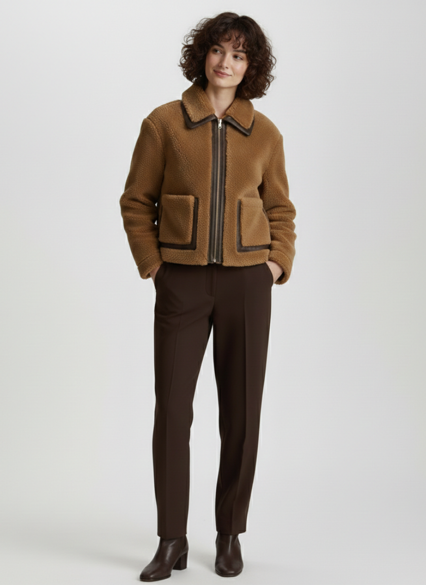 Marietta Bomber with Faux Leather Trim