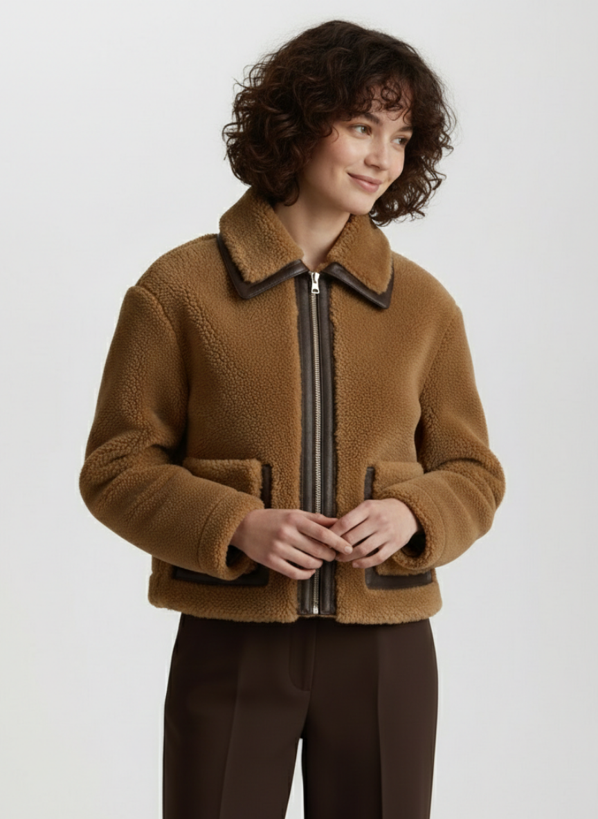 Marietta Bomber with Faux Leather Trim