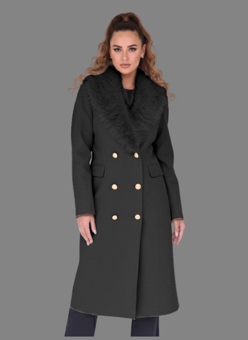Maine Overcoat with Long Fur Collar