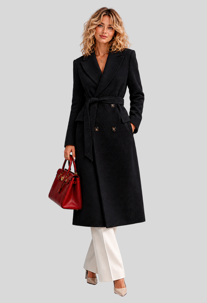 Rosanne Belted Ivory Long Coat