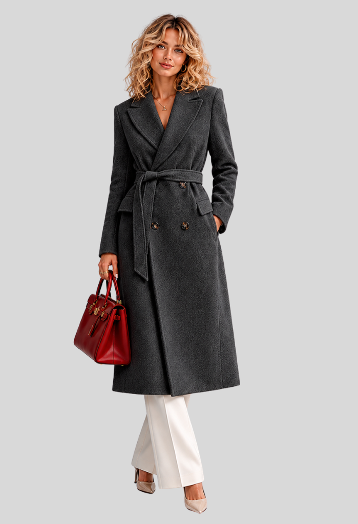 Rosanne Belted Ivory Long Coat