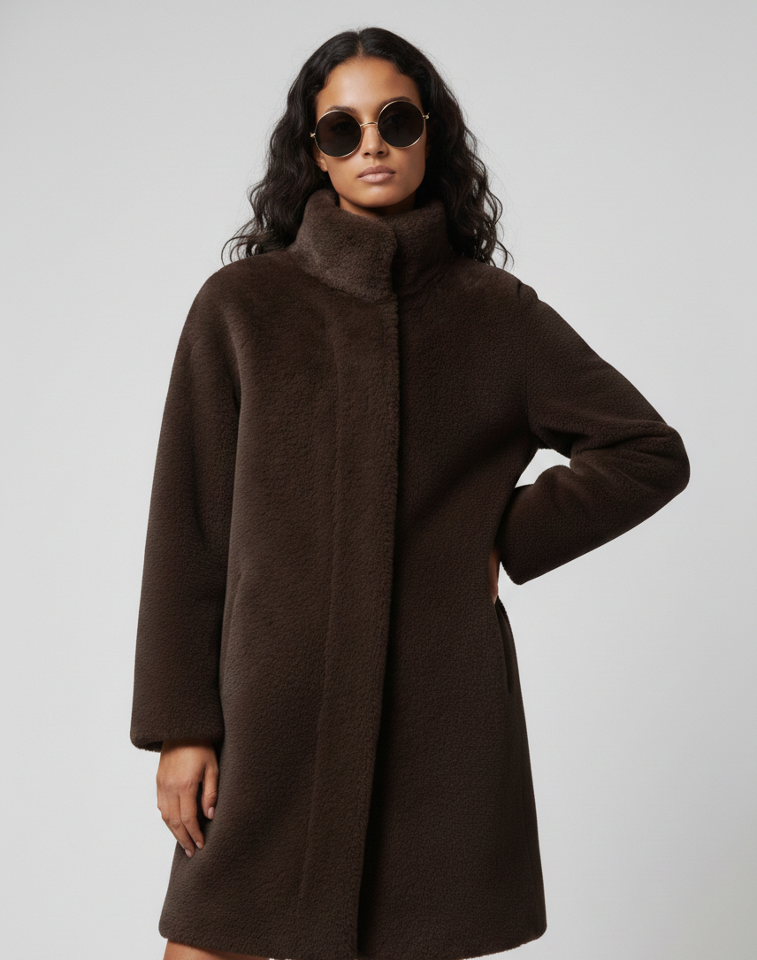 Shawnee Faux-Fur Funnel Neck Coat
