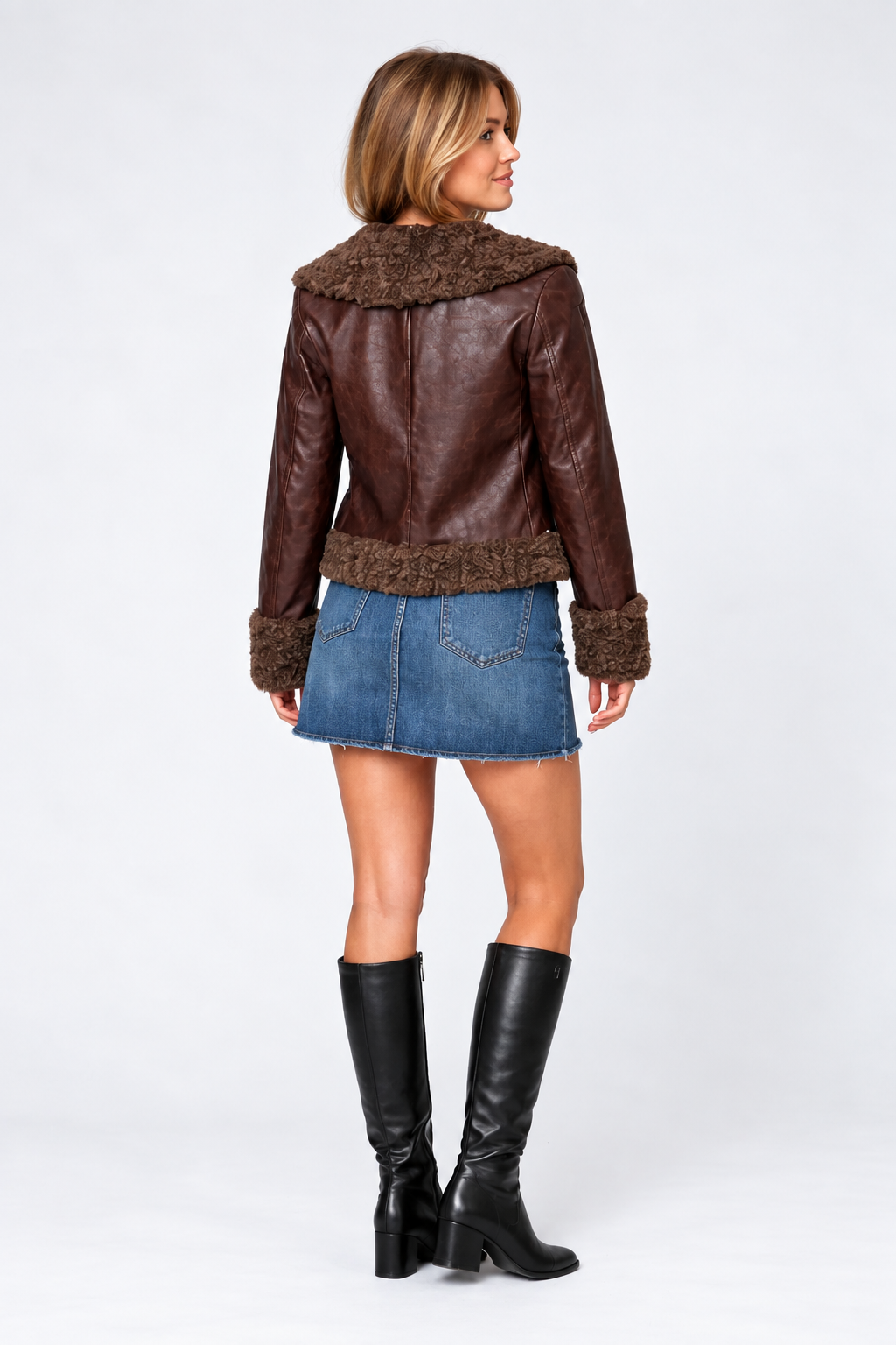 St. Gallen Faux Leather Jacket Brown